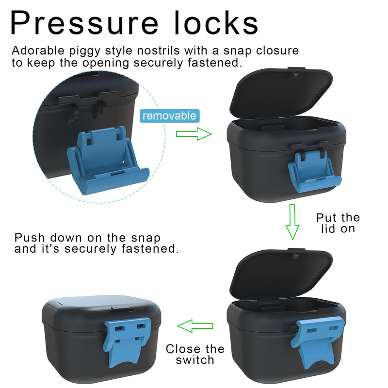 [Australia] - BVN Leakproof Denture Cup, Upgraded Carrying Storage, Denture Bath Box with Filter, Denture Cup for Soaking Dentures, Travel Retainer Cleaning Case (Black+Blue). Black+blue 