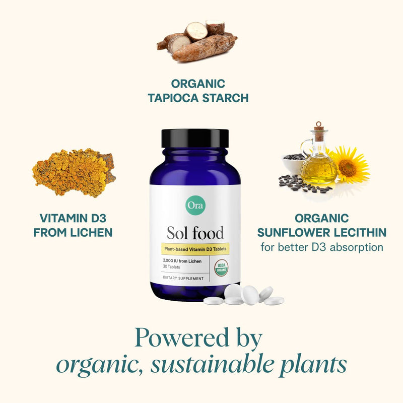 Ora Organic Vitamin D3 2000IU & Turmeric Curcumin Bundle: Vegan Vitamin D from Lichen for Bone Health, 30 Vegan Tablets + Pure Turmeric and Black Pepper Extract - 90 Tablets