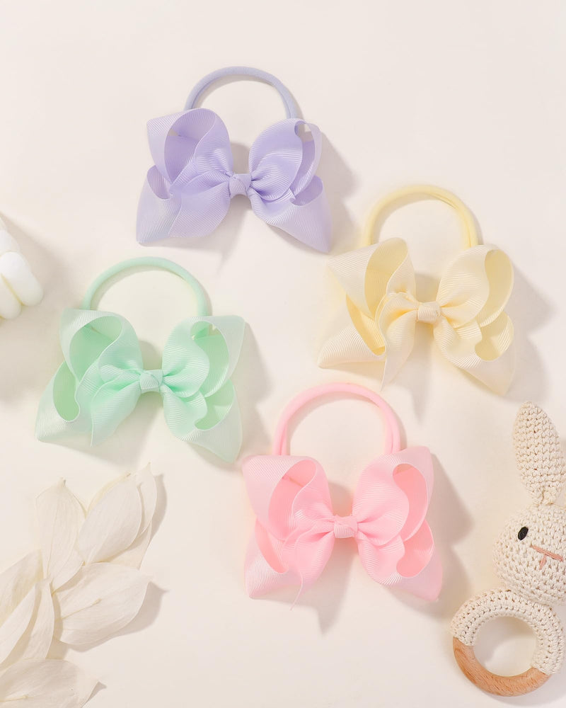 jollybows 40pcs 4inches Baby Girls Grosgrain Ribbon Hair Bows Headbands Nylon Elastic Hair Band Hair Accessories for Infants Newborn 2- 40pcs nylon bows for baby girls