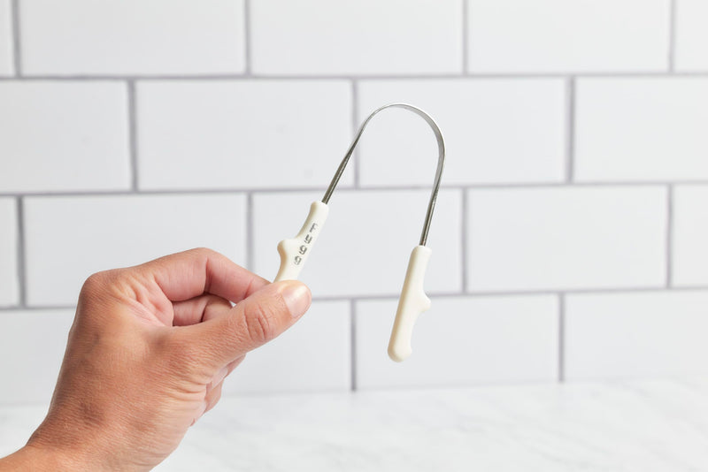 [Australia] - Stainless Steel Tongue Scraper with Cotton Storage Bag, Gentle Oral Care Tool for All Ages 