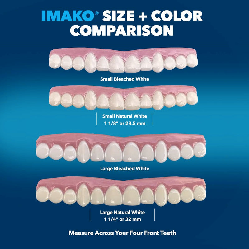 [Australia] - Imako Premium Cosmetic Teeth - 1 Pack - Large, Bleached White - Upper Veneers - Custom Fit at Home, DIY Smile Makeover, Made in USA 