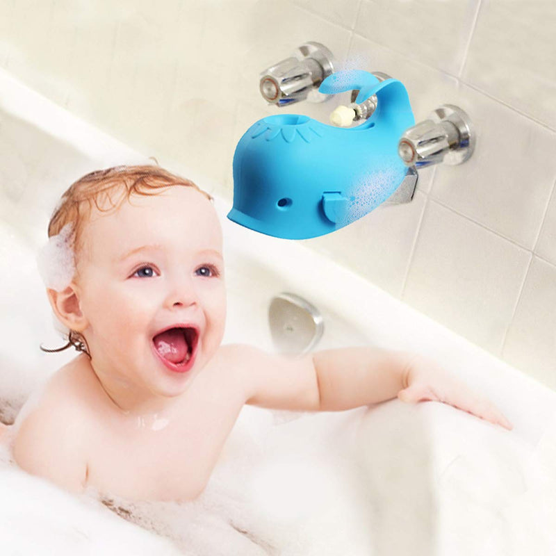 [Australia] - Bath Spout Cover, Faucet Cover Baby Bathroom Tub Faucet Cover Protector for Kids, Bathtub Spout Cover for Baby Kids Toddlers Protection Accessories Baby Safety Universal Bath Silicone Toys Whale Blue 