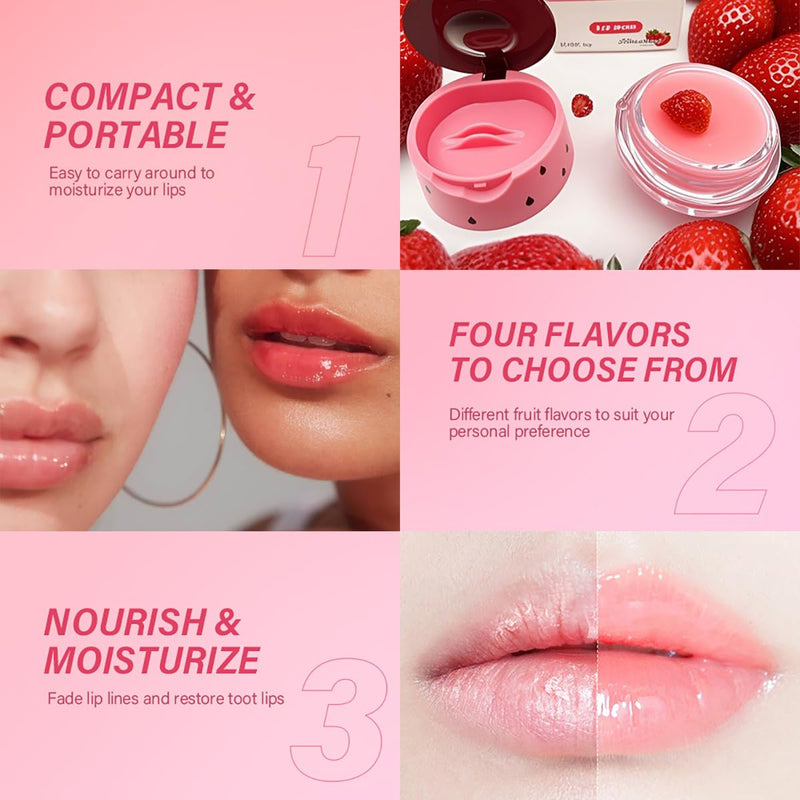 8 Packs Fruit Lip Balm, Moisturizing & Smoothing Lip with Honey & Vitamin E, Hydrate Repair Prevent Dry Cracked Lip Sleeping Lip Mask, Effective Reduces Lip Lines Lip Care 8 Pack Mixed Flavors