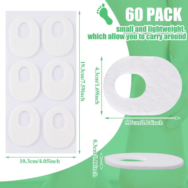 [Australia] - WILLBOND 60 Pcs Callus Pads Soft Felt Callus Oval Shape Corn Pads for Bottom of Foot Adhesive Foot Corn Pads for Men and Women Feet Toes Heel Pain Relief, White 