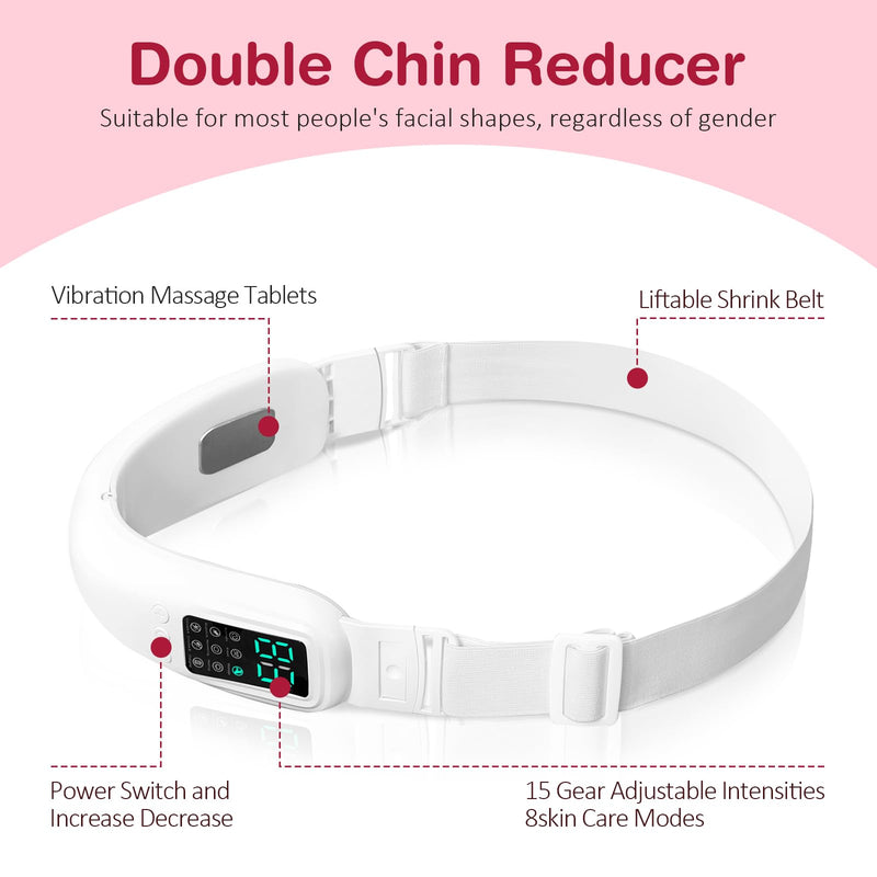 V-Face Shaper - Electric Double Chin Reduces & Face Slimming Device with 8 Massage Modes, 15 Intensity Levels for Women - Lift & Define Jawline