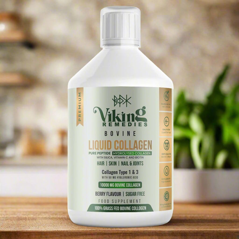 Bovine Collagen Liquid 10,000mg – Type I & III Hydrolysed Collagen – 500ml – Grass-Fed, Sugar-Free, Tasteless – Skin, Joint & Bone Support – Made in Sweden