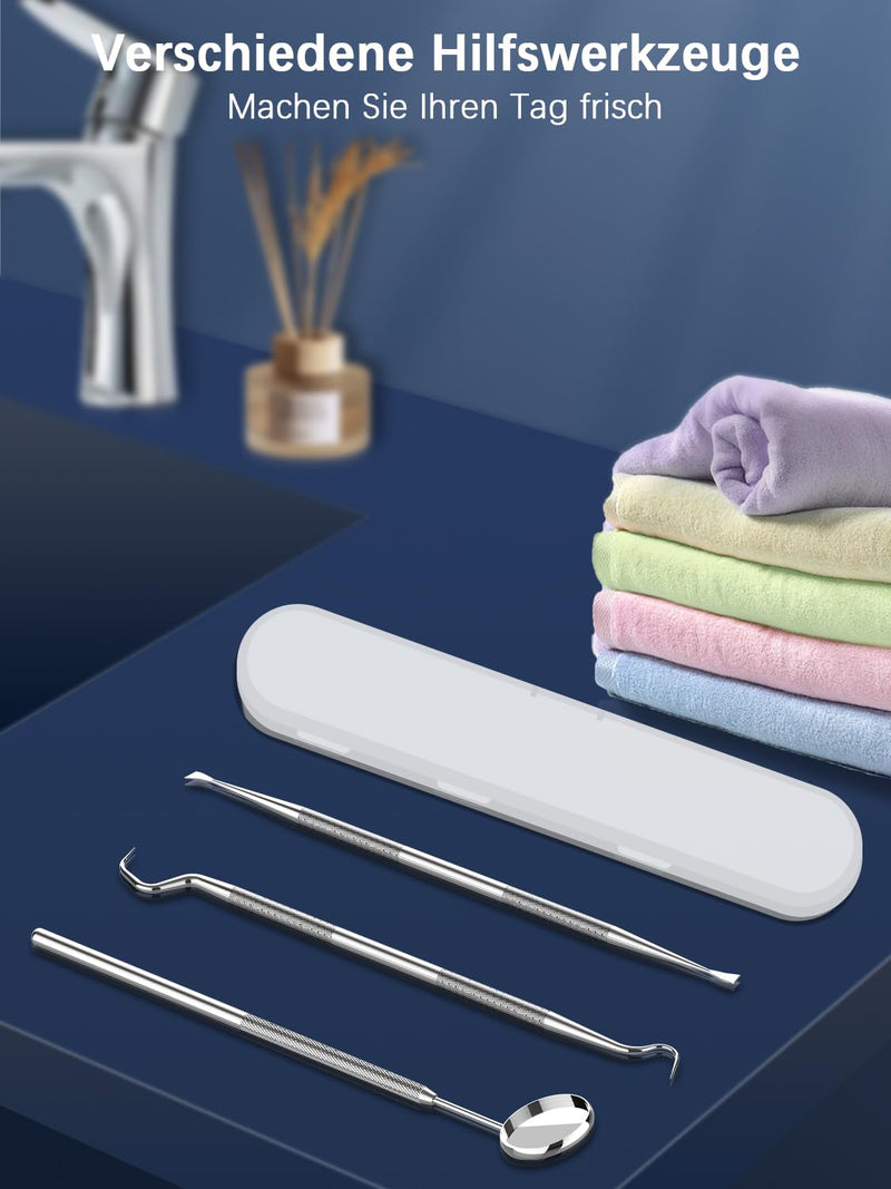 [Australia] - Wrischan tartar remover, teeth cleaning set with UV lamp, 5 adjustable modes and 4 interchangeable cleaning heads, tooth cleaning set, stain removal for dental care at home 