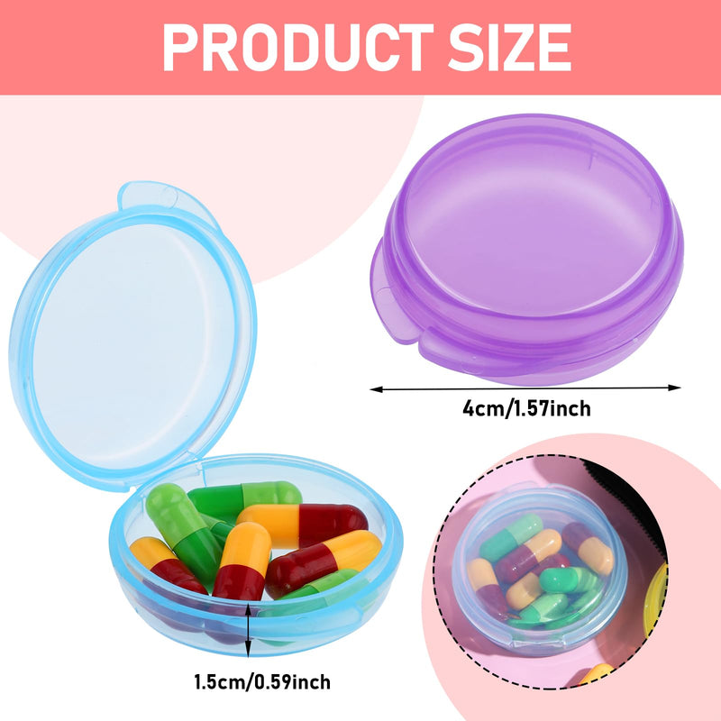 4 Pcs Mini Pill Organizer Small Pill Box Cute Portable Pill Case for Pocket Purse Travel Storage Containers Earplug Case Medicine Dispenser Vitamin Holder(Blue+Pink+Purple+Green) Blue+pink+purple+green
