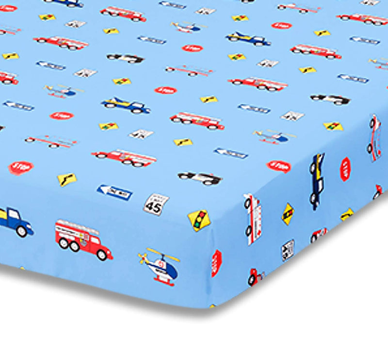 [Australia] - Everyday Kids 2 Pack Fitted Boys Crib Sheet, 100% Soft Breathable Microfiber Baby Sheet, Fits Standard Size Crib Mattress 28in x 52in, Nursery Sheet - Rescue/Blue 2 Pack - Rescue/Blue 