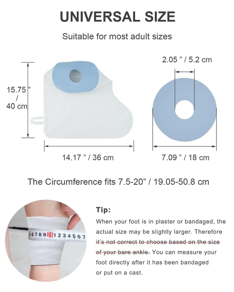[Australia] - CureSquad Shower Protector Foot, Waterproof Foot Cover for Shower, Soft Comfortable Cast Cover for Foot, Ankle Cast Covers for Shower Adult, Reusable Cast Protector, Wound Care Accessories 