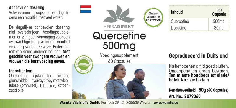 [Australia] - Quercetin 500mg - 60 capsules - high dosage | HERBADIREKT by Warnke vital substances - German pharmacy quality 
