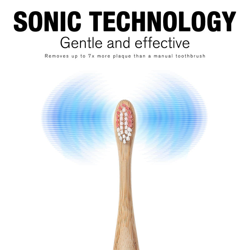 [Australia] - Electric Bamboo Toothbrush Sonic Toothbrush - 4 Replaceable Bamboo Brush Heads Eco-Friendly IPX7 Waterproof Electric Toothbrush, One-Button Switch Five-Mode Brushing 