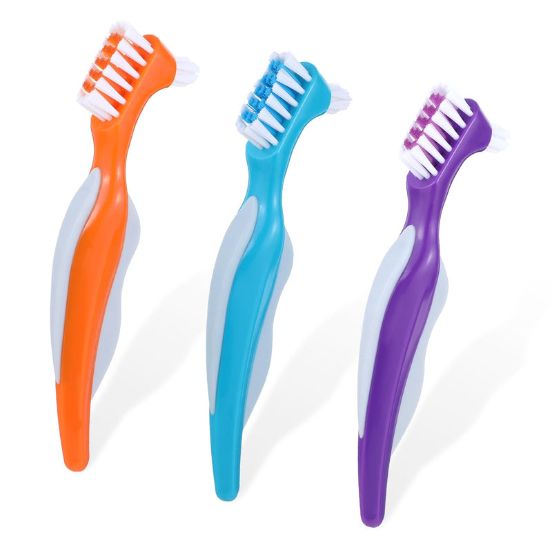 [Australia] - JIYIN Pack of 3 denture brushes, double-sided denture toothbrushes, denture toothbrushes, cleaning brush for cleaning false teeth (color 1) 