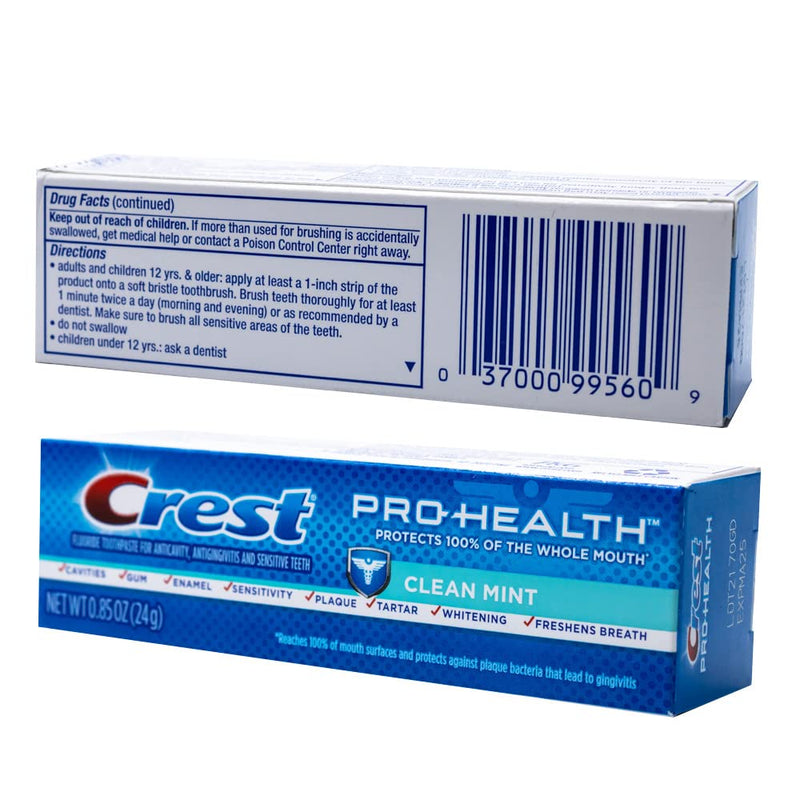[Australia] - Crest Pro-Health Toothpaste, Clean Mint, Travel Size, TSA Approved, 0.85 Ounce (Pack of 12) 0.85 Ounce (Pack of 12) 