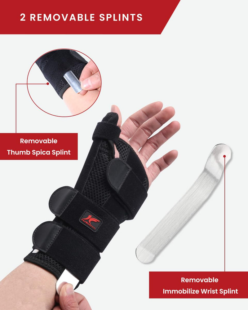 Hurmoya Wrist Brace Thumb Spica Splint Support for Carpal Tunnel, De Quervain's Tenosynovitis, Tendonitis Pain Arthritis Trigger for Man and Women (Large - Right Hand) Large
