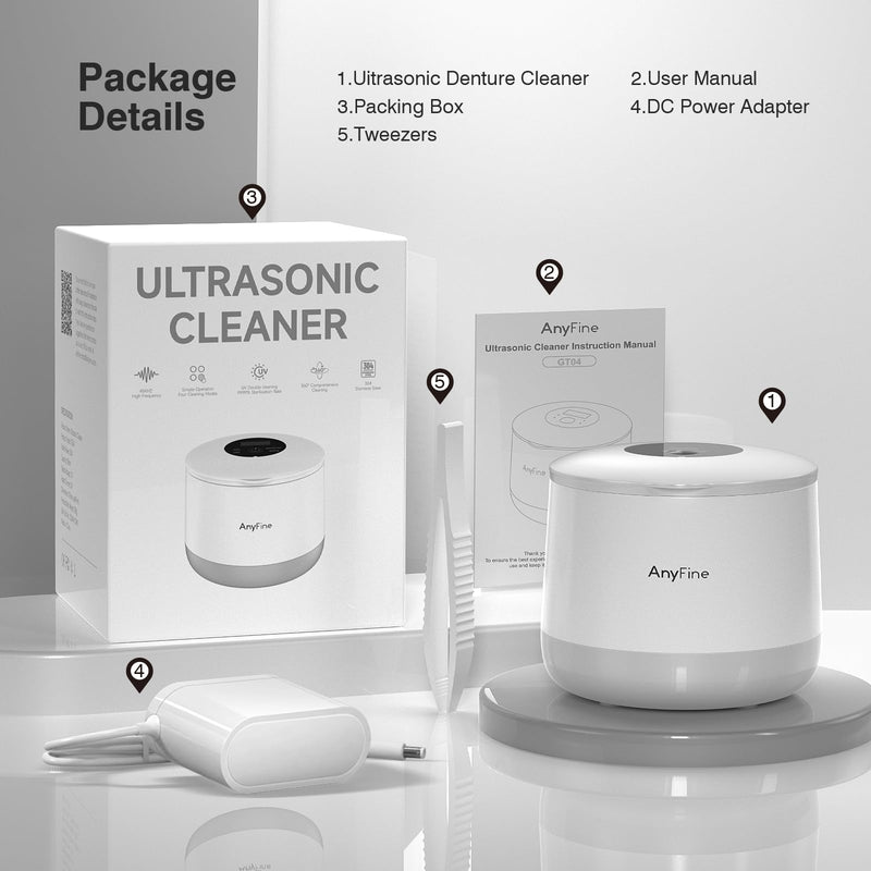 [Australia] - Advanced Ultrasonic Retainer Cleaner Machine for Dentures, Mouth Guards, Braces, Toothbrush Heads, Jewelry, 45kHz Triple-Phase Purification System, 4 Modes for Multiple Dental Appliances 