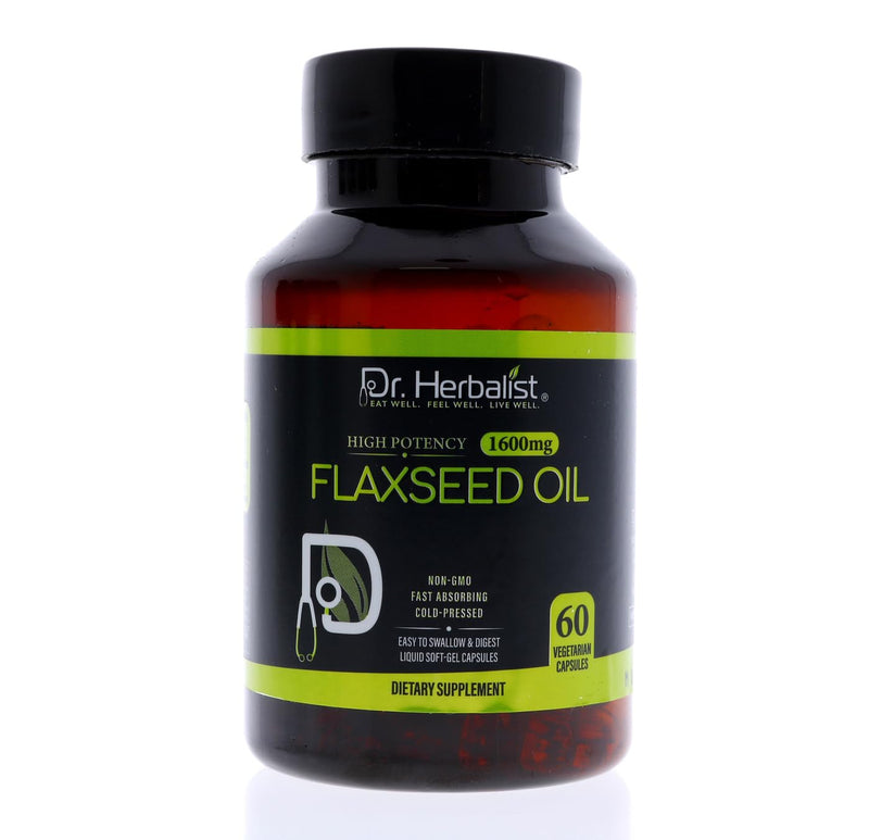 [Australia] - Dr. HERBALIST Flaxseed Oil 1600mg - 60 Capsules - Vegan, Gluten-Free, Source of Omega-3, 6 & 9 for Daily Nutrition 