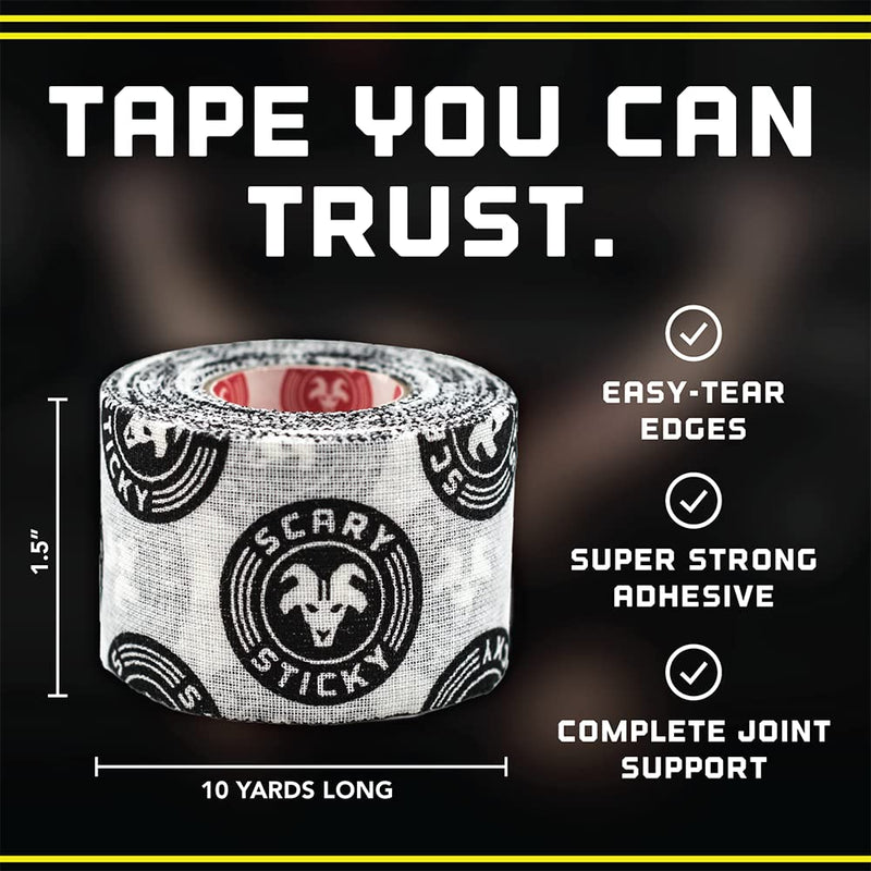 Goat Tape Scary Sticky Premium Athletic Tape | Weightlifting Tape | Thumb Tape for Hook Grip – Sticks with You Through The Toughest Fitness Workouts and Lifts Black & Yellow Pack of 2