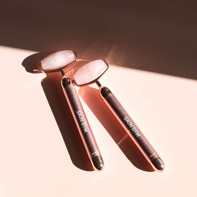 Skin Gym Rose Quartz Vibrating Face Massager Sculpt, Lift and Define Beauty Tool - Face Roller with Cooling and Contouring Power - Over 6,000 Vibrations per Minute