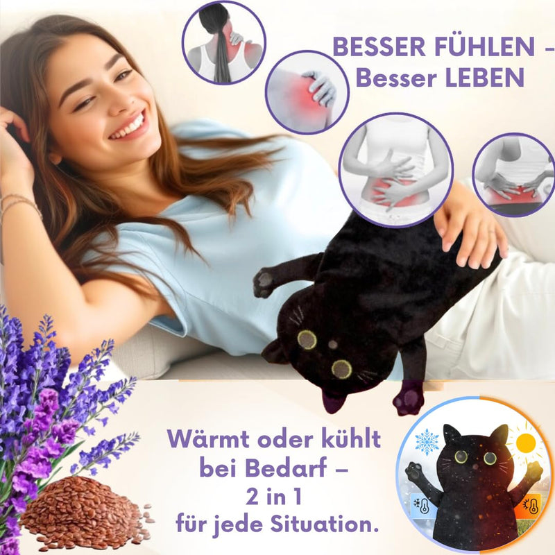 [Australia] - Heatbelle Empower® Grain Pillow, Cozy Heat Pillow, Microwave Safe, Washable Cover, Animal Cat Ideal for Tension and Cramps Gifts for Women, Girls and Children 