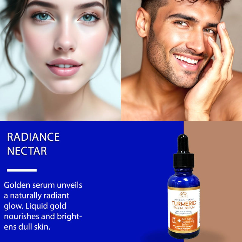 Okay Pure Naturals Turmeric Skin Brightening Facial Serum 1 oz – Vitamin C & Turmeric Glow Boosting Serum for Uneven Tone, Dark Spots & Radiant Skin – Lightweight Daily Serum