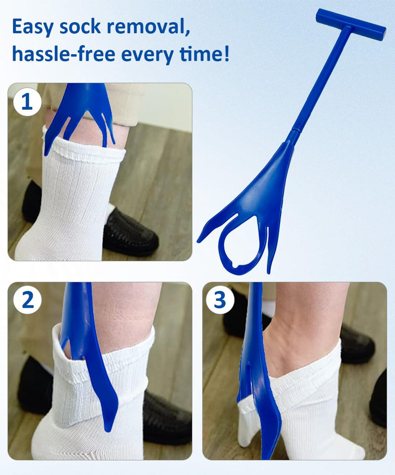 [Australia] - Sock Aids for Putting On Socks, No Bending Flexible Sock Aid Device with Shoe Horn Long-Handle Back Scratcher for Seniors/Disabled, Easy On and Off Sock Helpers (Basic) Basic 