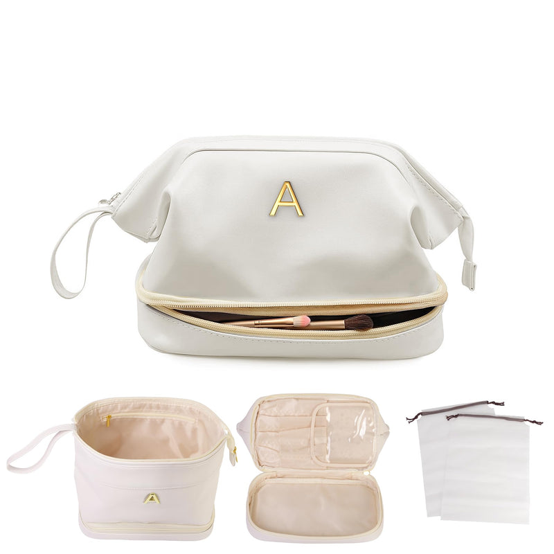 Initial Makeup Bag+Initial Travel Duffel Bag, Gift for Her