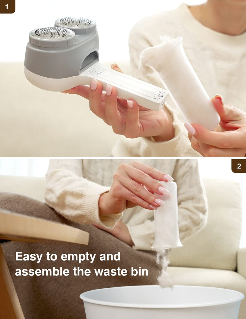 [Australia] - VASSON Fabric Shaver, Electric Lint Remover, Rechargeable Lint Shaver, Sweater Shavers to Remove Pilling, Large Fuzz Remover for Clothes Couch Furniture (greyish white) Greyish White 