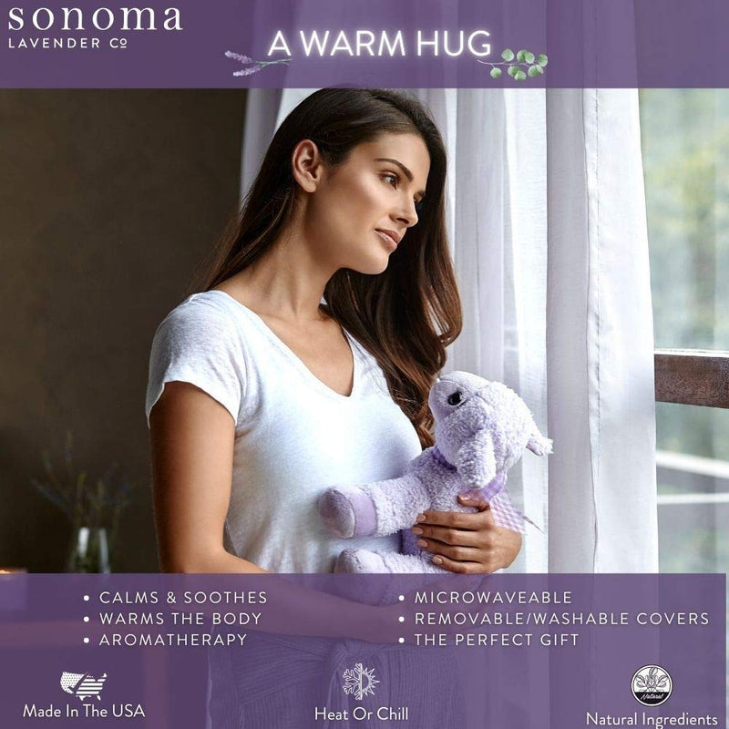 Sonoma Lavender Microwaveable Aromatherapy Pillow, Plush Bear, Lavender Scented with Removable Washable Cover, Lou The Lavender Bear