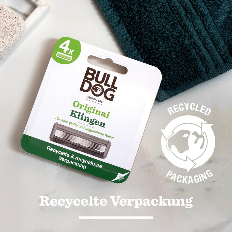 [Australia] - BULLDOG - wet shave for men | Original razor blades | 4 replacement blades | 5-fold blade 4 pieces (pack of 1) 4 replacement blades 