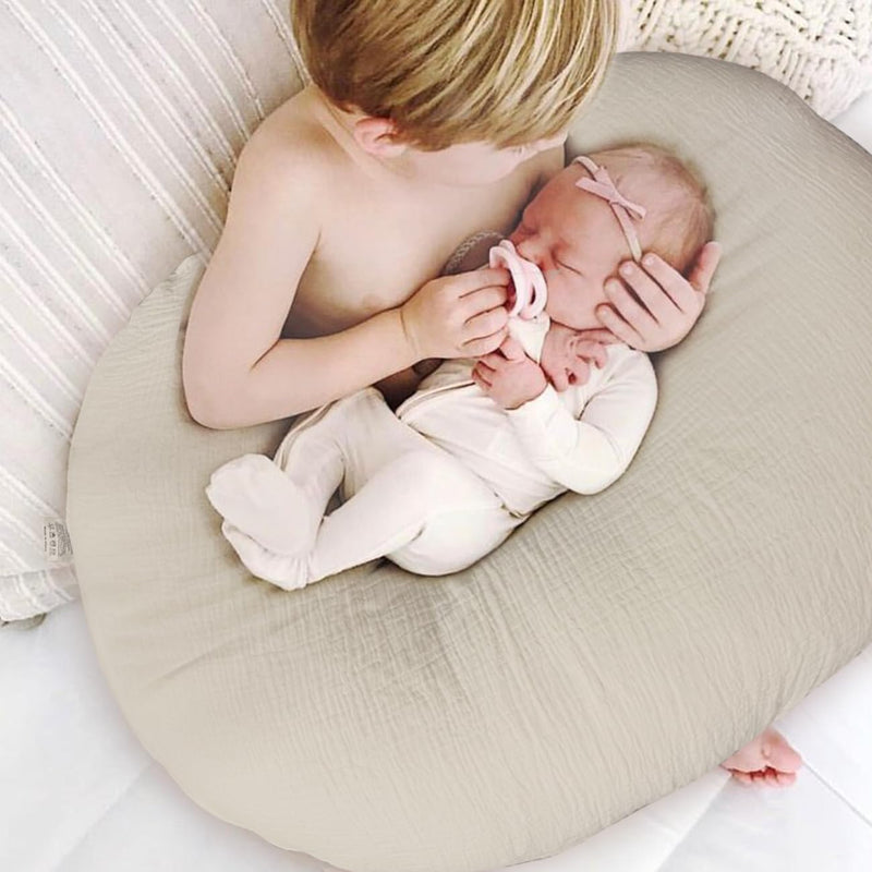 Nursing Pillow Cover,Muslin Cotton,Removable Cover for Breastfeeding Pillows, 2-Pack Pillow Covers, Ultra-Soft Baby Nursing Pillow, Fits Newborn Feeding Pillow 22.5IN*18IN (Sand) Wheat