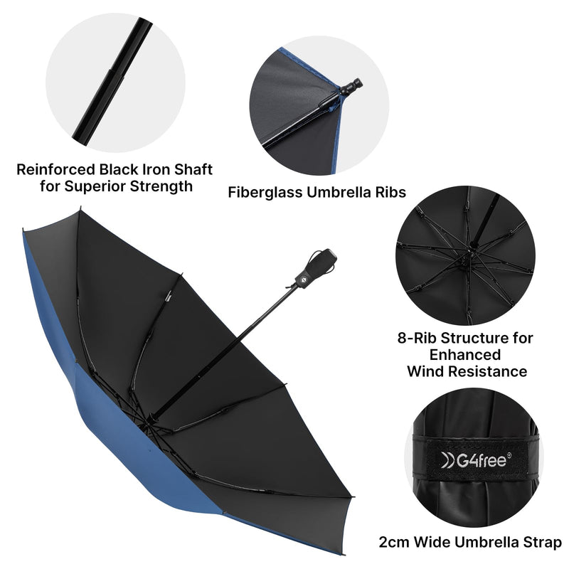 G4Free 46 Inch Reverse Windproof Umbrella for Sun&Rain UPF 50+ UV Protection Large Travel Umbrella