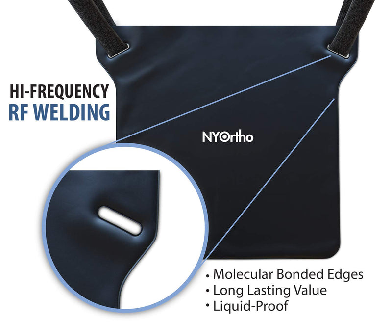 [Australia] - NYOrtho Urinary Drainage Bag Holder - Black Vinyl Catheter Bag Covers with Adjustable Straps - Privacy Bag for Urine, Nephrostomy, or Foley Bags - Hangs Discreetly Under Wheelchair, Geri-Chair, Bed Single (1) 