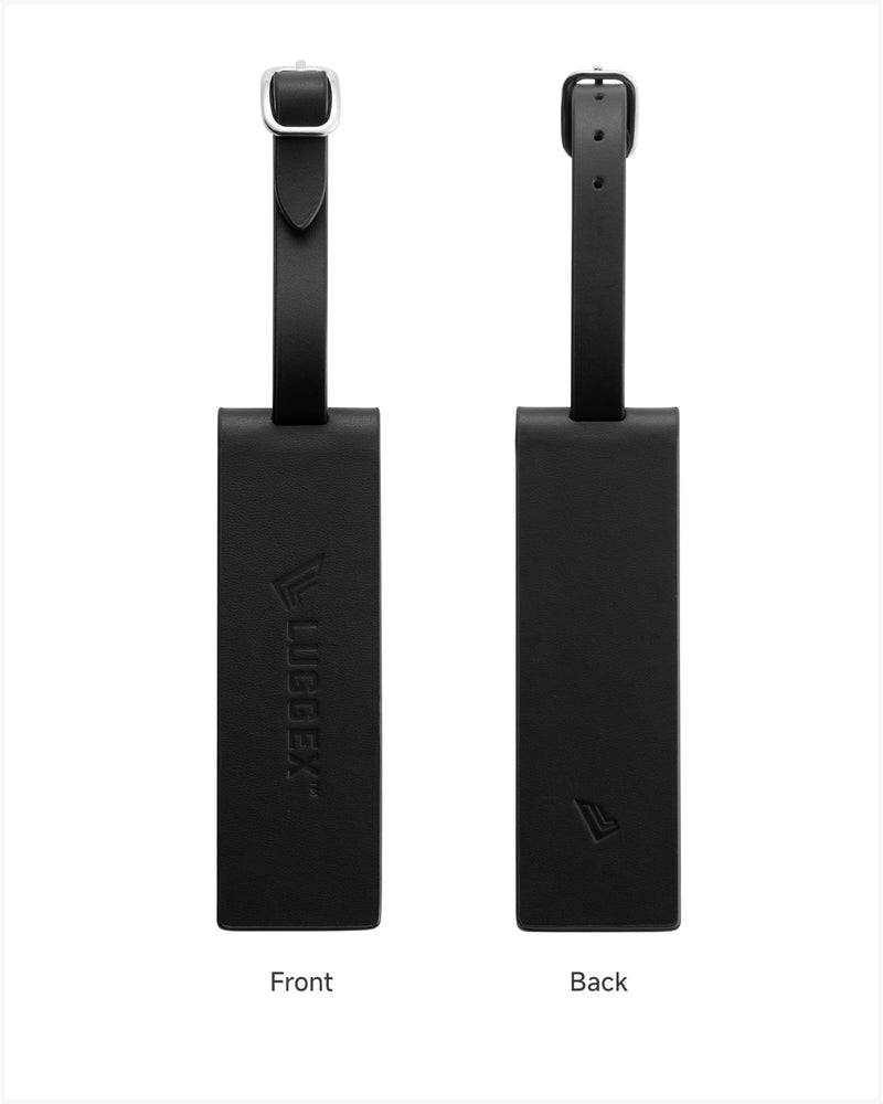 LUGGEX Luggage Straps TSA Approved+Leather Luggage Tag 1 Pack, Travel Essentials Kit (Black)