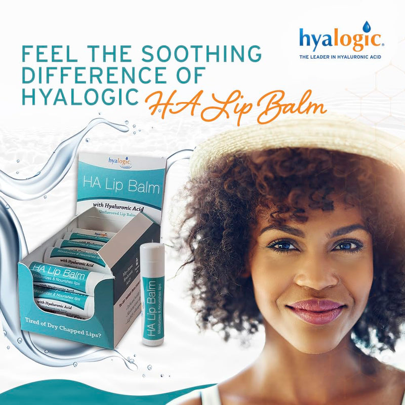 Hyalogic HA Lip Balm - Hyaluronic Acid & Organic, Natural Coconut Oil - Soothes Dry, Chapped Lips - Plumping, Moisturizing & Nourishing - Unflavored - Fragrance & Dye Free - 4.25g - 1 Stick 0.15 Ounce (Pack of 1)