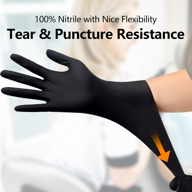 [Australia] - Nitrile Gloves 100 Pack Gloves Disposable Latex Free, Black Cleaning Gloves, Powder Free Food Prep Gloves for Men & Women Medium 