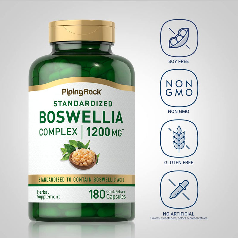[Australia] - Piping Rock Boswellia Extract Capsules | 1200mg | 180 Count | Herbal Supplement | Standardized Complex | Non-GMO, Gluten Free 