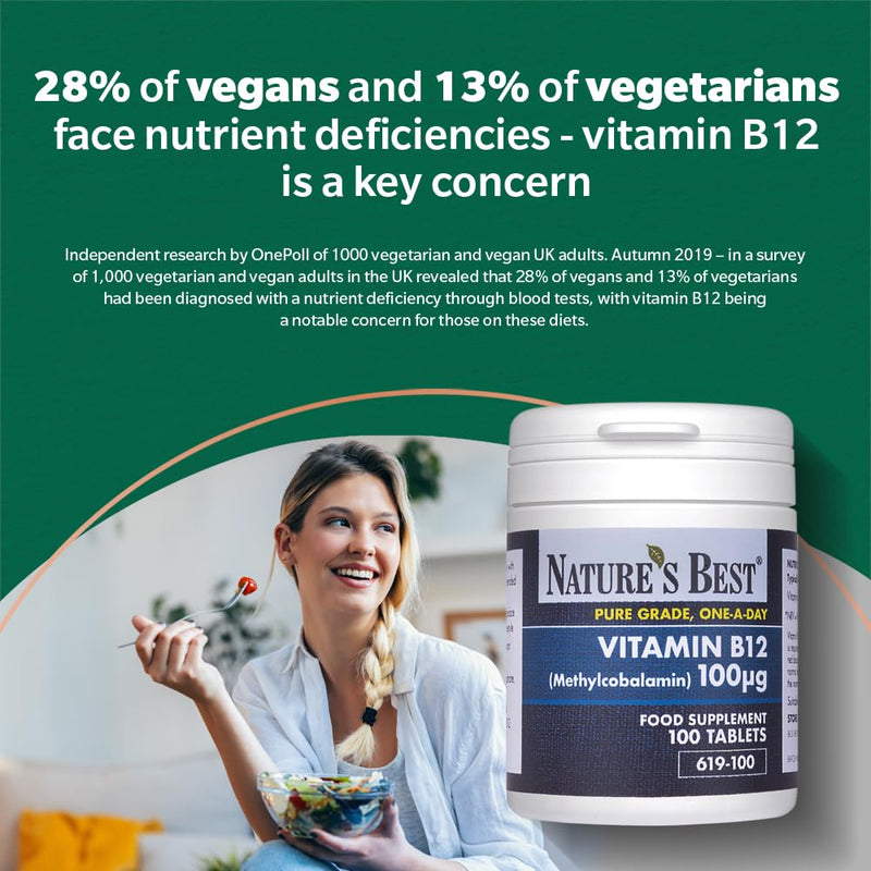 Nature's Best Vitamin B12 (Methylcobalamin) 1,000µg - High Strength Supplement - Immune Support - UK Made - 180 Tablets (6 Months' Supply)