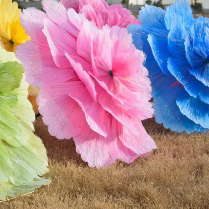 Dance Umbrella 27.5''×27.5'' Large Peony Flower Umbrella for Dance and Festival Celebrations (Pink)