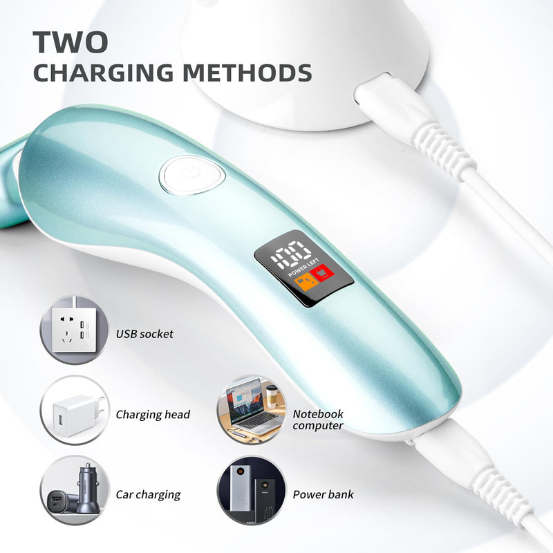 [Australia] - Electric Razors for Women, Bikini Trimmer Wet & Dry Use, Painless Pubic Hair Trimmer, Rechargeable Electric Shaver for Legs, Face, Pubic Hair, Underarms with Detachable Head, Blue 