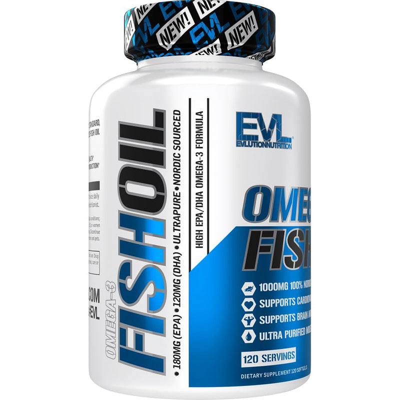[Australia] - Evlution Nutrition Triple Strength Omega 3 Fish Oil - Burpless Fish Oil EPA DHA Omega 3 Supplement in Easy to Swallow Citrus Flavor Softgels - Enteric Coated Fish Oil Supplement - 120 Count 120 Count (Pack of 1) 