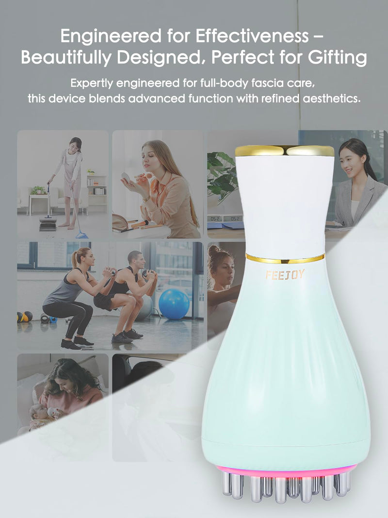 [Australia] - Lymphatic Drainage Massager & Massage Tool with Cellulite Oil, Body Sculpting Machine & Fascia Blaster for Cellulite with Microcurrent, Light, Heat & Vibration, for Legs, Arms & Belly 