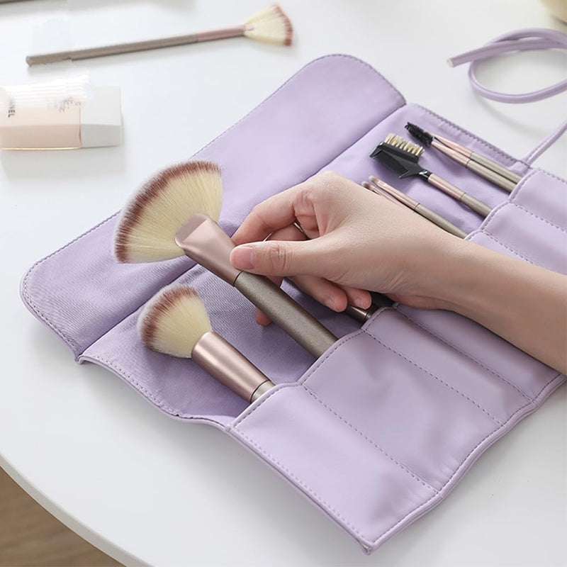 VanFn Foldable Travel Duffel Bag & Travel Makeup Brush Holder, Portable Makeup Brush Organizer Bag, Roll Up Bag Ideal for Eyebrow Eyeshadow Brushes P.Travel Series