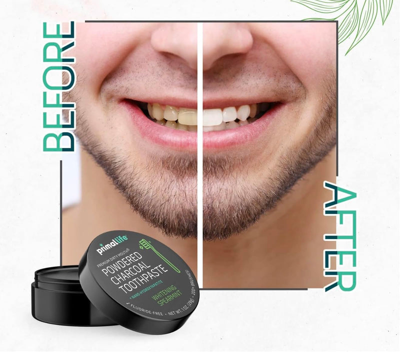 [Australia] - 2 Pack of Primal: Lifee Organics! - Dirty Mouth Toothpowder, Activated Charcoal Tooth Cleaning Powder with Kaolin & Bentonite Clay, Organic, Whitening Peppermint, 1oz 2 Pack +LuxProdX Sticker 