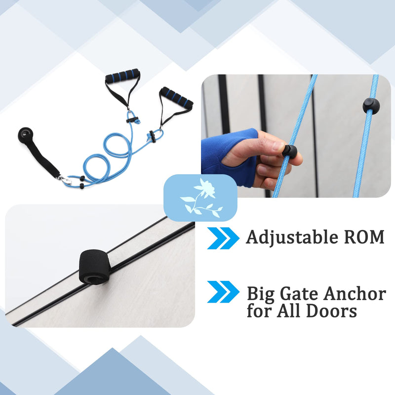 Shoulder Pulley Over The Door Physical Therapy System, Exercise Pulley for Physical Therapy, Alleviate Shoulder Pain and Facilitate Recovery from Surgery（Iron Pulley, Big Door Anchor） Blue