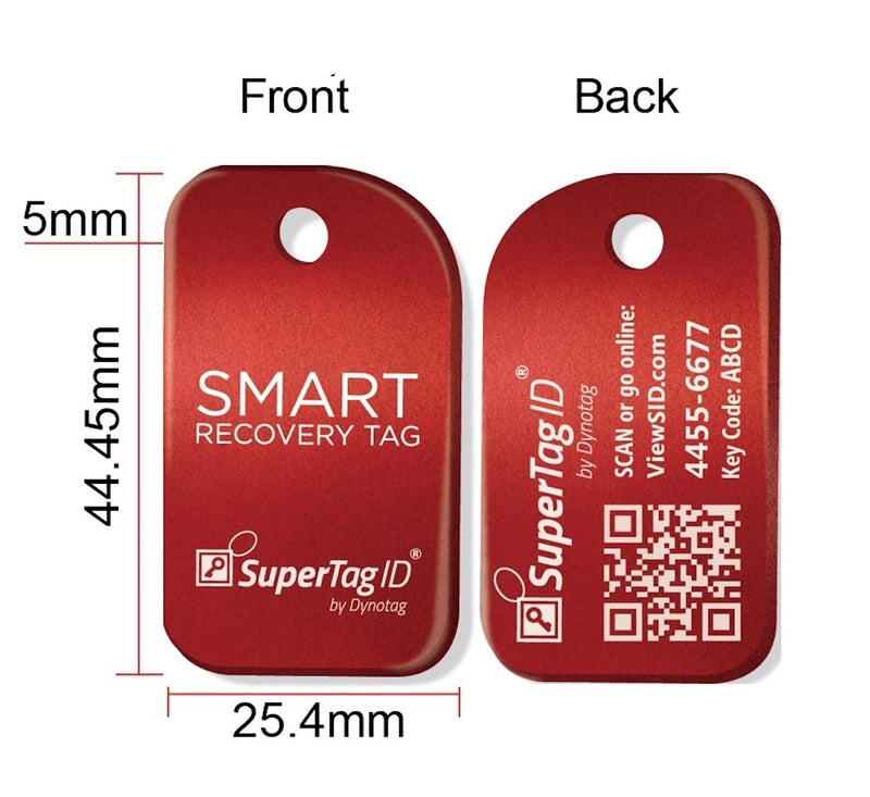 Dynotag® Sentry Series Solid Metal Web Enabled Smart Luggage ID Tag + Keychain Tag (Red Bundle)