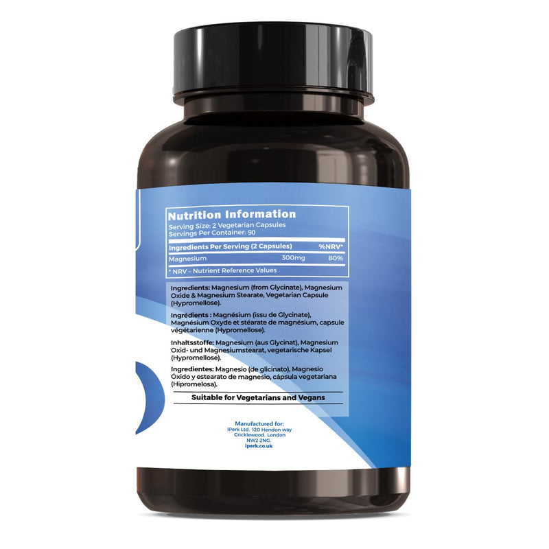 Magnesium Glycinate Capsules Provide 300 mg of Pure Elemental Magnesium Per Serving 180 Vegan Caps 1 count (Pack of 180)
