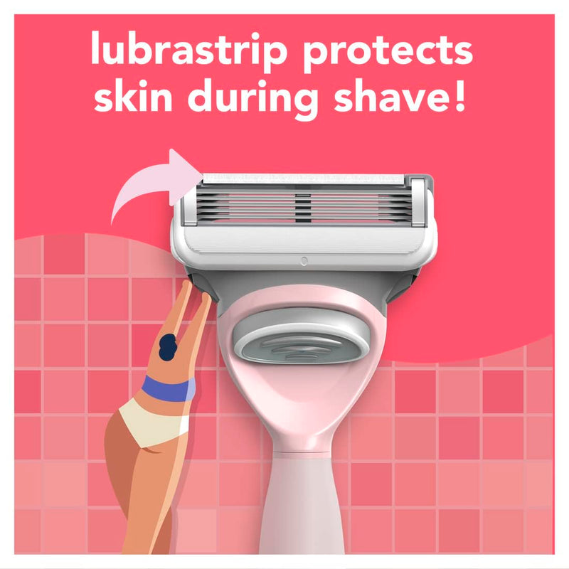 joy Razors for Women, 1 Handle, 8 Razor Blade Refills, Pink, Lubrastrip to Help Avoid Skin Irritation 1 handle + 8 refills