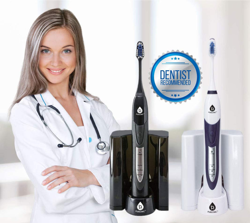 [Australia] - PURSONIC S520 Black Ultra High Powered Sonic Electric Toothbrush with Dock Charger, 12 Brush Heads & More! (Value Pack) 1 Count (Pack of 1) 