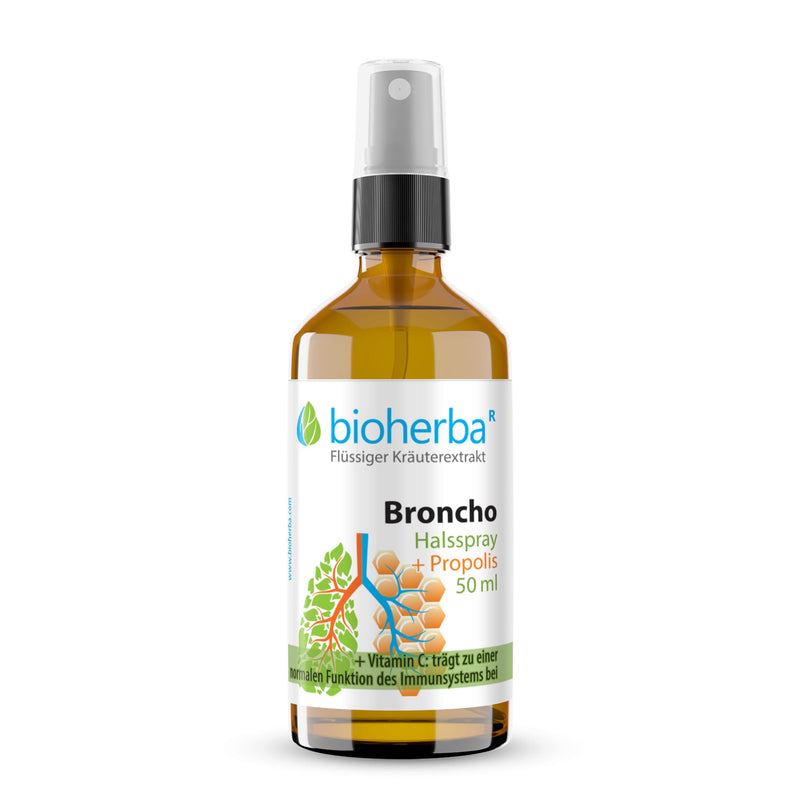 [Australia] - BIOHERBA throat spray broncho with propolis extract 50 ml - natural throat spray - cough suppressant with ginger + vitamin C and plant extracts, supports immune system, PZN: 17188640 1 piece 